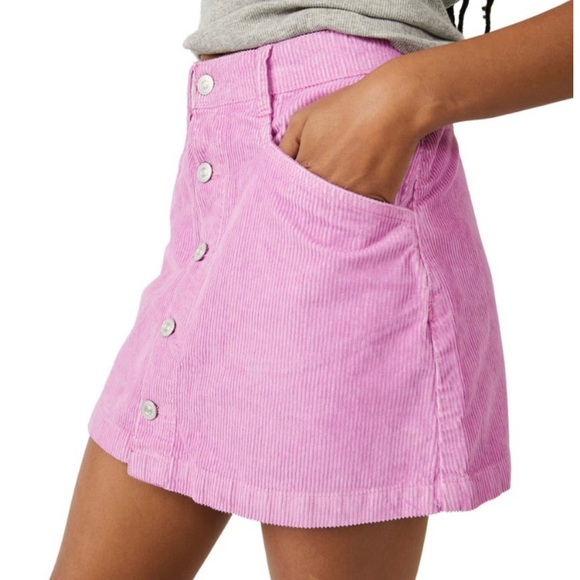 Free People Pink Ray Corduroy Mini Skirt | FP Hot Pink Skirt | NWOT - Picture 6 of 12
